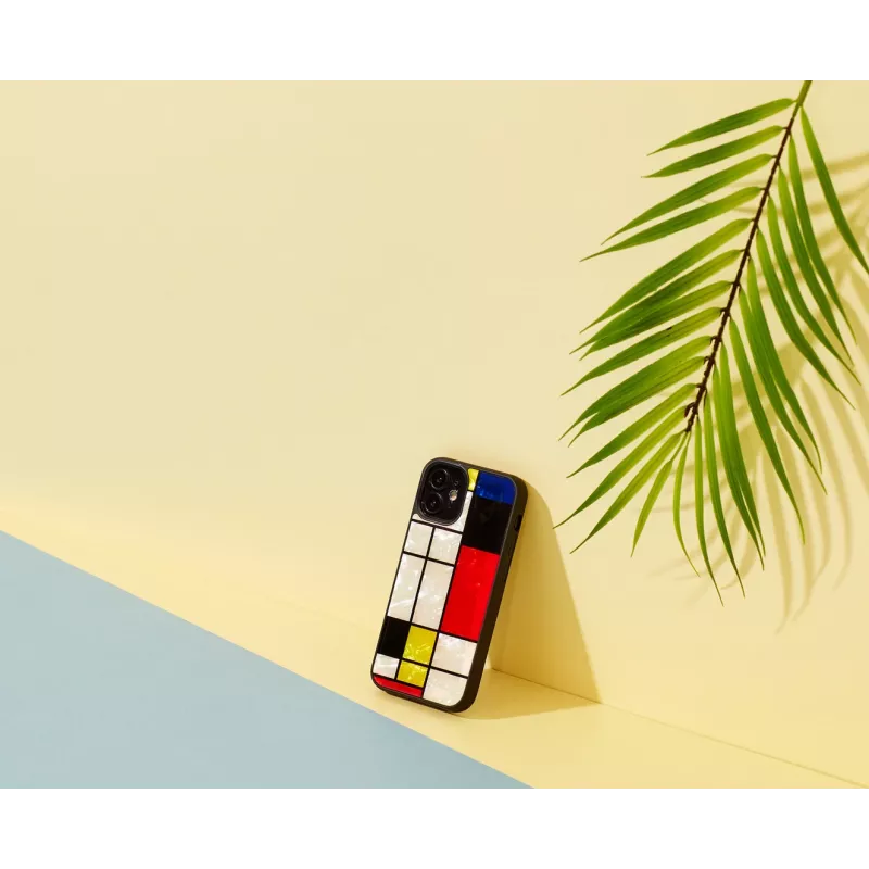 Etui ochronne iKins do Apple iPhone 12 mini — czarny wzór Mondrian