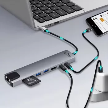 MEDIA-TECH USB HUB 8 W 1 GIGA LAN HUB MT5046