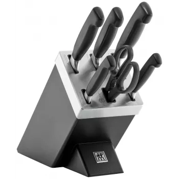 Zestaw bloku na noże/nożyce ZWILLING 35145-007-0 — 7-częściowy z nożem szefa kuchni, nożem do obierania, nożem do chleba, nożycami kuchennymi, czarny blok
