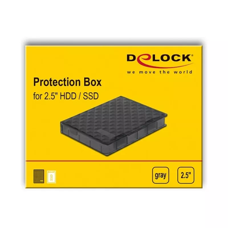 Delock Protection Box - Festplattenlaufwerk-Schutzgehäuse - Kapazität: 1 Festplatte (2.5) - Grau (18368)