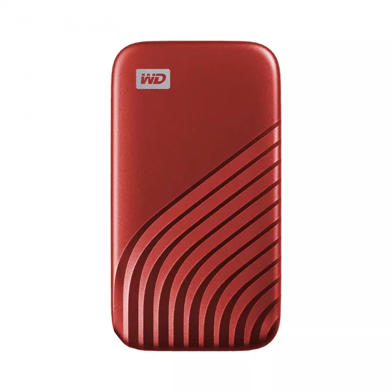 WD My Passport SSD WDBAGF0010BRD - SSD - verschlüsselt - 1TB - extern (tragbar) - USB 3,2 Gen 2 (USB-C Steckverbinder) - 256-Bit-AES - Rot (WDBAGF0010