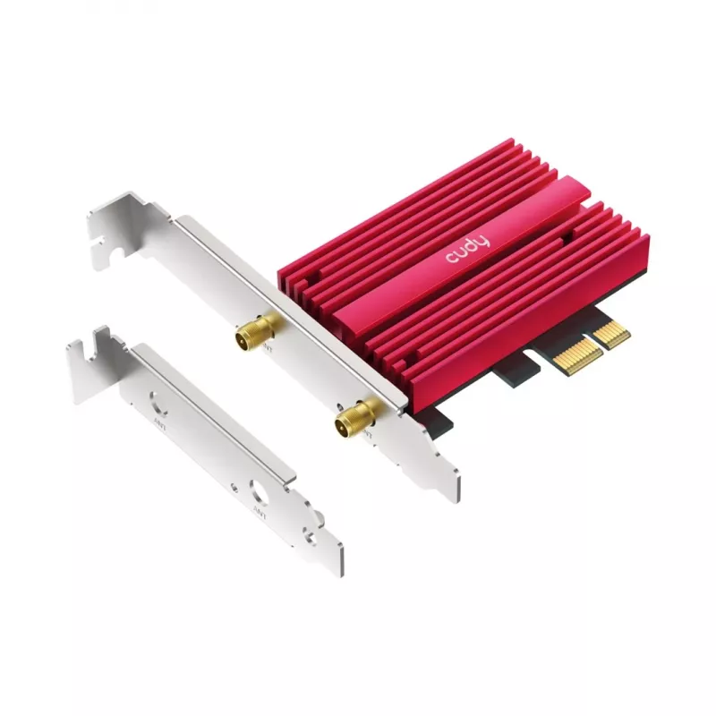 Wewnętrzna karta sieciowa WLAN Bluetooth Cudy WE9300S PCIe, Wi‑Fi 7 (802.11be) Tri‑band 2.4/5/6 GHz, 5765 Mbit/s, Bluetooth 5.4, zewnętrzna antena 2x2