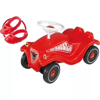 Samochodzik jeździk Simba-Dickie BIG Bobby Car Classic czerwony z cichymi kółkami i zestawem do pielęgnacji obuwia