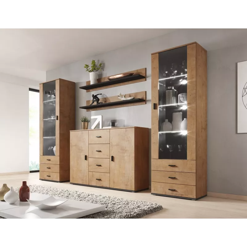 Cama set of two shelves 125cm SOHO lefkas oak/Czarny