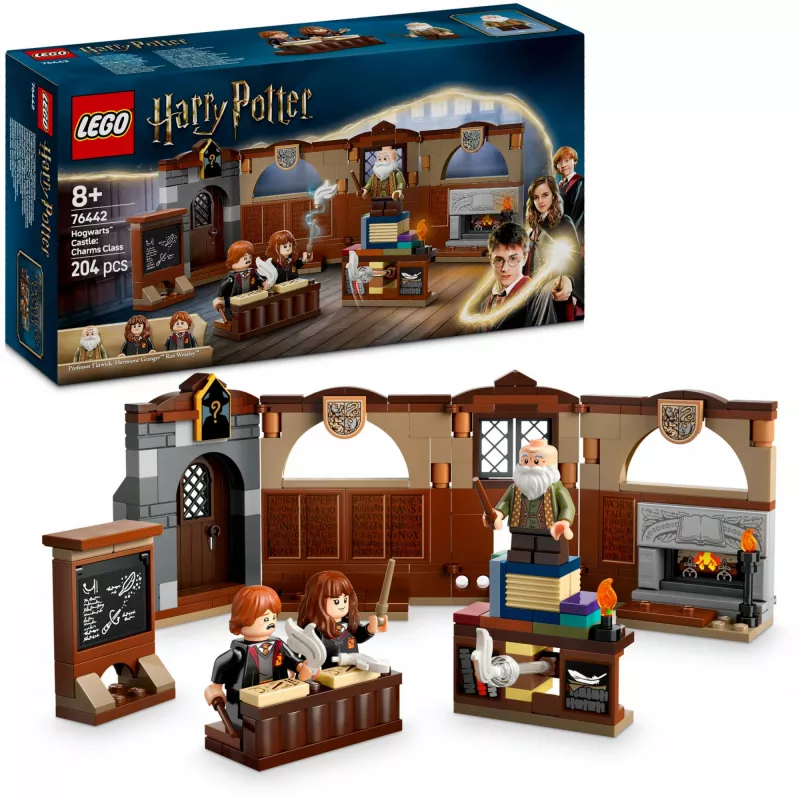 Zestaw konstrukcyjny LEGO Harry Potter Zamek Hogwart Klasa Zaklęć 76442 — 204 elementy, 3 minifigurki, dla dzieci od 8 lat