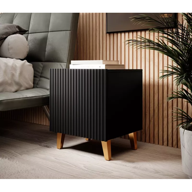Zestaw szafek nocnych cama meble PAFOS, 2 szt., 45×40×51 cm, matowa czerń, płyta MDF/wiórowa