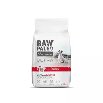 VETEXPERT RAW PALEO Ultra Mini Puppy wołowina, sucha karma dla szczeniąt ras małych, 2 kg