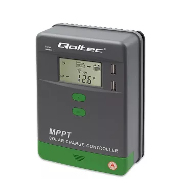 MPPT Solar Charge Controller QOLTEC 10A do systemów 12 V/24 V z wyświetlaczem LCD
