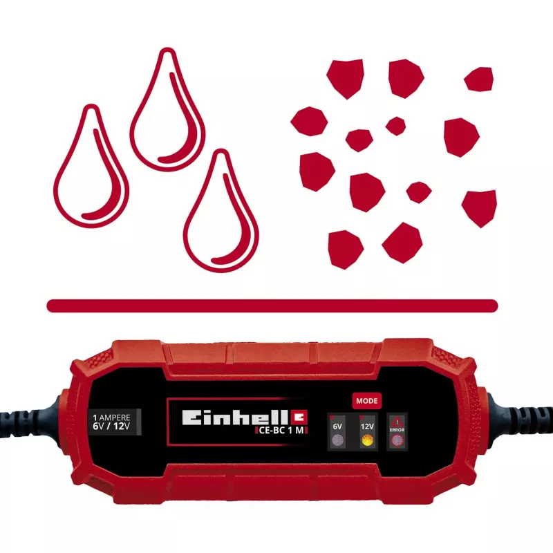 Ładowarka akumulatorów Einhell CE-BC 1 M 6/12 V czerwona