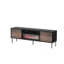 Szafka TV cama meble CORTINA 180x40x60 cm czarna/orzech z czarnym kominkiem elektrycznym
