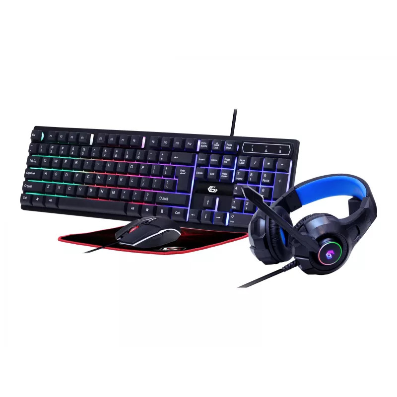 Zestaw klawiatury gamingowej z myszką GEMBIRD GGS-UMGL4-02 — pełnowymiarowa USB QWERTY US English, czarna, podświetlenie LED
