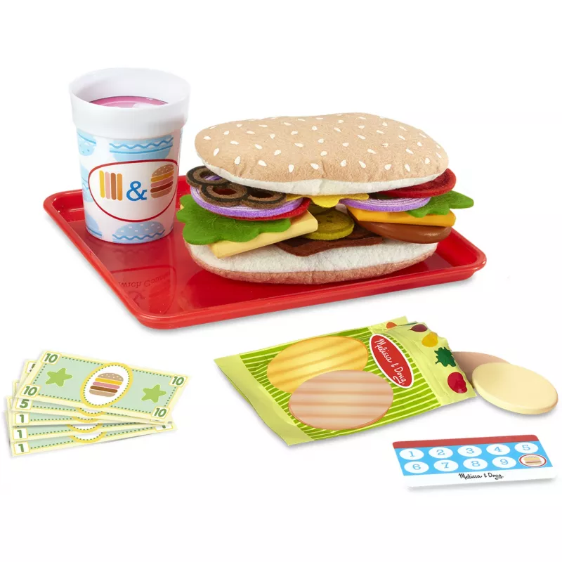 Melissa & Doug Drewniany Licznik Kanapek z Krajalnicą – 56-elementowy Zestaw Zabawek do Udawania Jedzenia - Certyfikat FSC