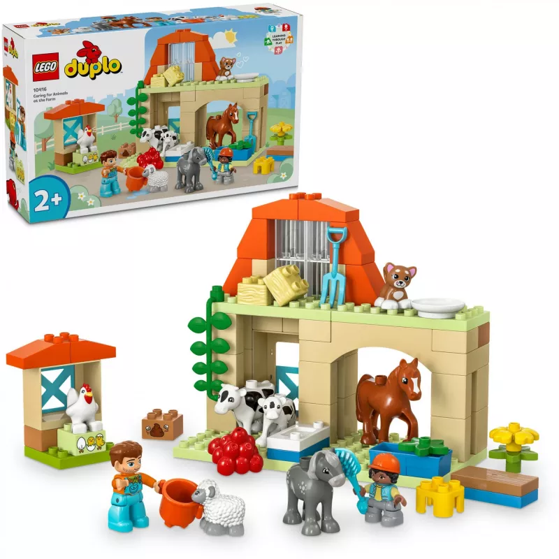 Zestaw konstrukcyjny LEGO DUPLO Opieka nad zwierzętami gospodarskimi 10416 — 74 elementy, 2 minifigurki, wiek 2+