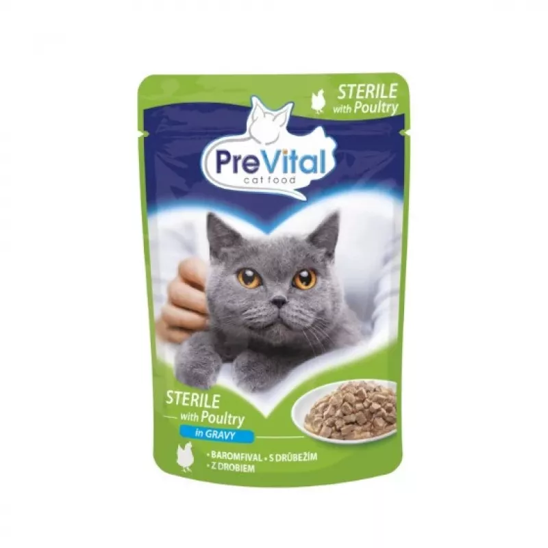 Mokra karma dla kota PREVITAL Cat Food Mix 4 smaki — kurczak, cielęcina, łosoś, drób, 96 x 100 g saszetek (9,6 kg, dorosły)