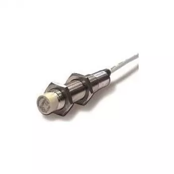 Czujnik fotoelektryczny Datalogic BASIC M12 — szara obudowa, mosiężny korpus, 0,5 kHz, 0,2 A, głębokość 48,4 mm