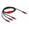 Kabel do ładowania USB DeLOCK 3 w 1 USB Type-C na 3 x USB Type-C 1 m czarno-czerwony