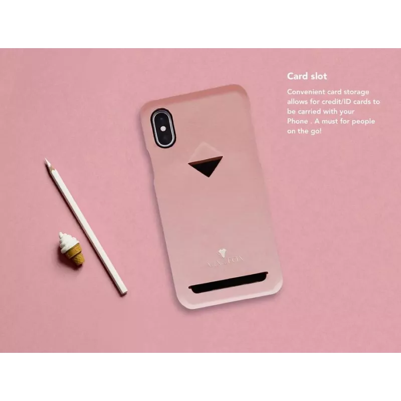 Tylna nakładka ochronna VixFox do iPhone XSMAX z kieszenią na kartę, różowa