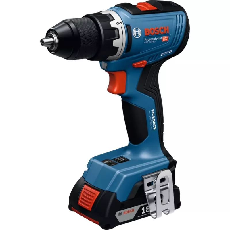 Wiertarko-wkrętarka akumulatorowa Bosch GSR 18V-65 z 2 akumulatorami 4,0 Ah