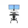 Ergotron WorkFit-C Podwójna Stacja Robocza Siedząco-Stojąca - Wózek na 2 Monitory LCD/Klawiatura/Mysz/CPU - Szary, Czarny - Rozmiar ekranu: 55,9 cm (22 inch) - Interfejs montażowy: 100 x 100 mm, 75 x 75 mm
