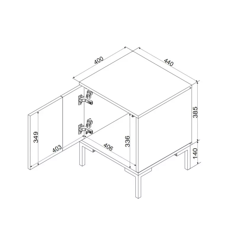 Szafka nocna Cama Meble MERCI 44x40x52,5 cm, czarna i dębowa, MDF/płyta wiórowa, 2 szt.