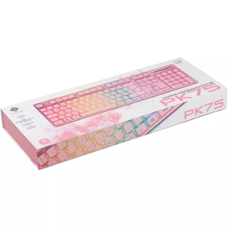 Deltaco GAM-021-RGB-P-DE - pełnowymiarowa (100%) - USB - przełącznik membranowy - QWERTZ - Różowy