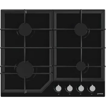 Gas hob Gorenje GT641KB, built-in 60 cm, 4 gas zones, tempered glass, cast iron grates, rotary knobs