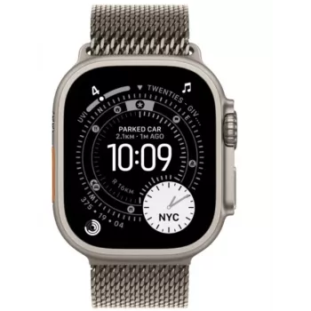 Smartwatch Apple Watch Ultra 3 GPS + Cellular 49mm koperta z naturalnego tytanu z bransoletą milanese z naturalnego tytanu — 64 GB, OLED, 422×514, wodoszczelny 100 m, duży