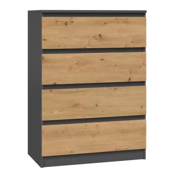 Komoda Top e Shop M4 ANTRACYT/ARTISAN — 4 szuflady, wykończenie antracyt i dąb, 700×400×970 mm, płyta wiórowa