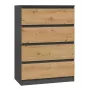 Komoda Top e Shop M4 ANTRACYT/ARTISAN — 4 szuflady, wykończenie antracyt i dąb, 700×400×970 mm, płyta wiórowa