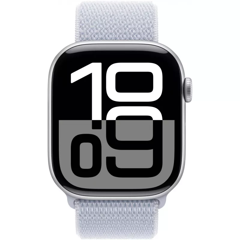 APPLE Watch Series 10 GPS 46mm srebrna aluminiowa koperta z pętlą sportową niebieski Cloud