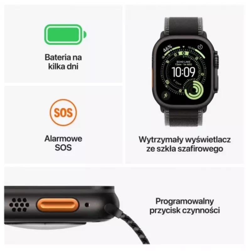 Smartwatch Apple Watch Ultra 3 GPS + Cellular 49mm Natural Titanium Case with Light Blue Alpine Loop (Small)
