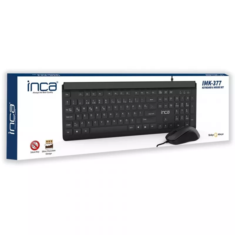Inca IMK-377 Klawiatura z myszą Biurowa USB Turecka Czarna