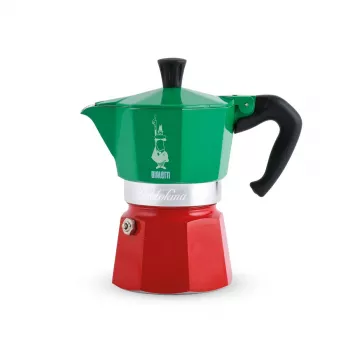 Kawiarka Bialetti La Mokina 0005650 — aluminiowy ekspres do kawy na kuchenkę w kolorze zielonym/czerwonym/srebrnym