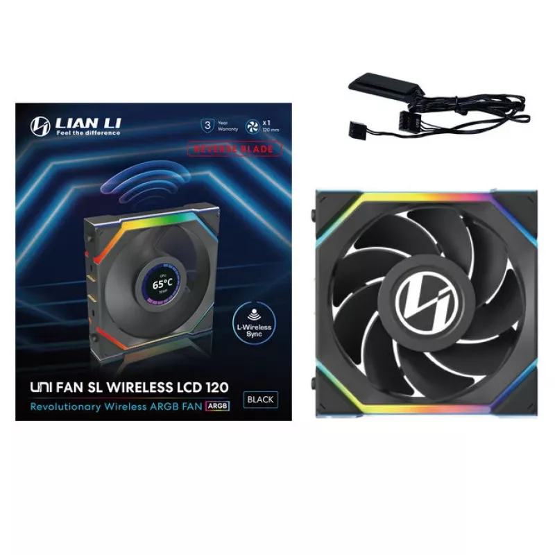 Wentylator Lian Li UNI FAN SL Wireless LCD 120 12 cm Czarny 31 dB 51.45 cfm