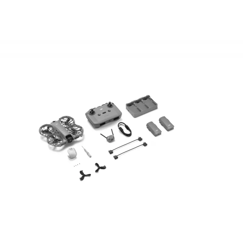 Quadcopter drone DJI Neo 2 Fly More Combo — 4 rotory, aparat 12 MP, wideo 2688×1512, bateria 1606 mAh, pamięć wewnętrzna 49 GB, czarny/szary