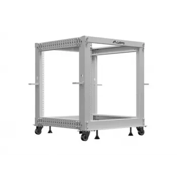Otwarta szafa rack 19 cali LANBERG 12U, regulowana głębokość 600–1100 mm, szara