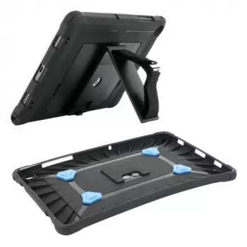 Mobilis PROTECH - Hintere Abdeckung für Tablet - hergestellt in Frankreich, verstärkt, mit Ständer und 360° drehbarer Handschlaufe - Schwarz - für Sam
