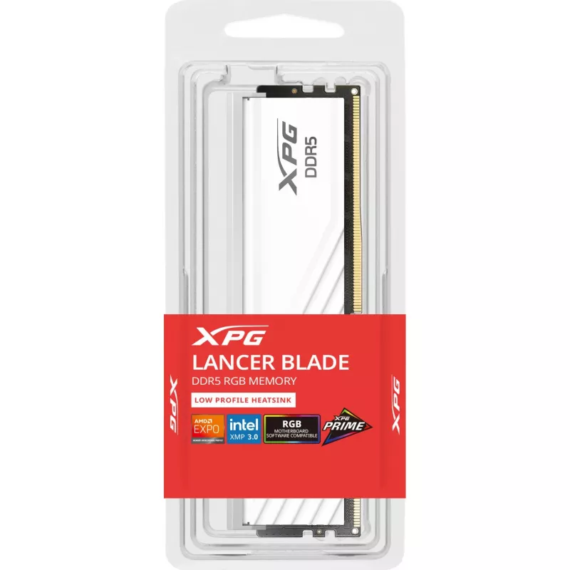 ADATA DDR5 16 GB 6000 CL36 pojedynczy moduł — XPG Lancer Blade RGB, INTEL XMP i AMD EXPO (biały)