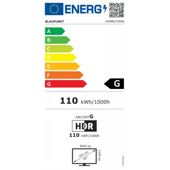 Telewizor BLAUPUNKT 65MBG7000S 65 cali Mini LED Smart TV Google TV Czarny, Klasa energetyczna G