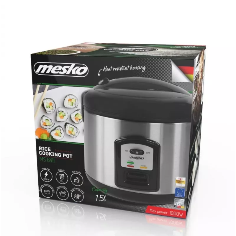 Kuchenka do ryżu Mesko MS 6411 Czarny,Stal nierdzewna 1000 W