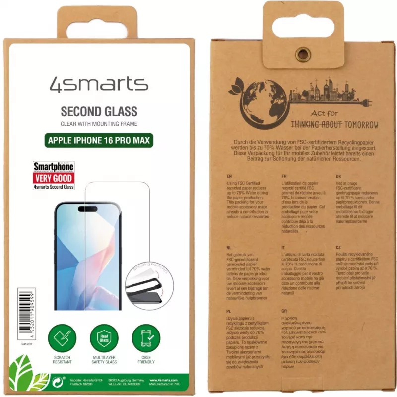 Szkło hartowane na ekran 4smarts 541202 iPhone 16 Pro Max