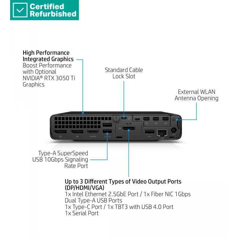 RENEW srebrny HP Elite 800 G9 Mini - i5-14500T, 16GB, 512GB SSD, mysz USB, Win 11 Pro, 1 rok