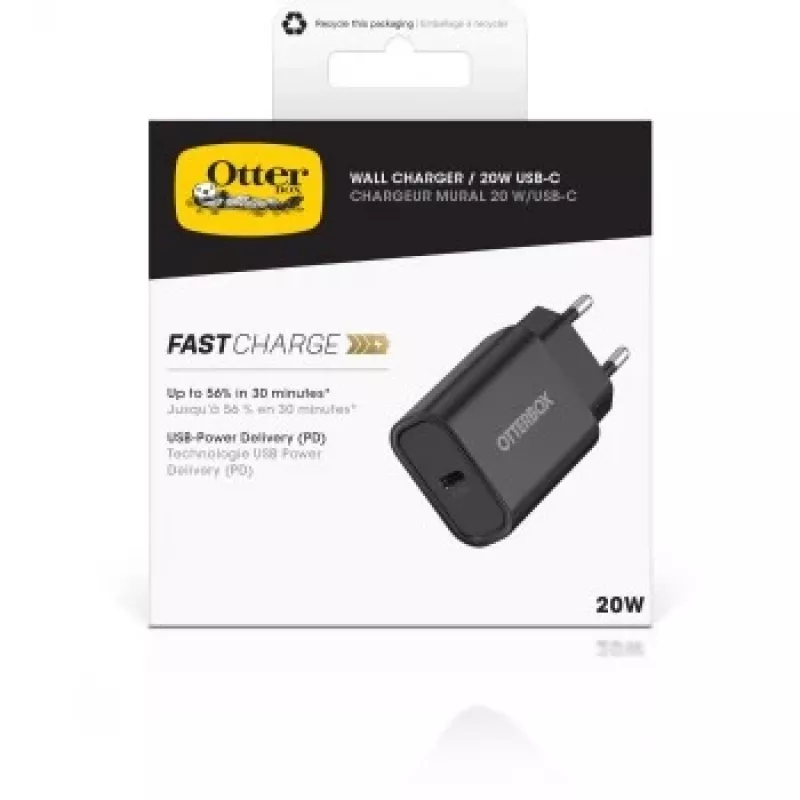 Ładowarka ścienna OTTERBOX 20W USB-C z USB Power Delivery, Czarna (78-81338)