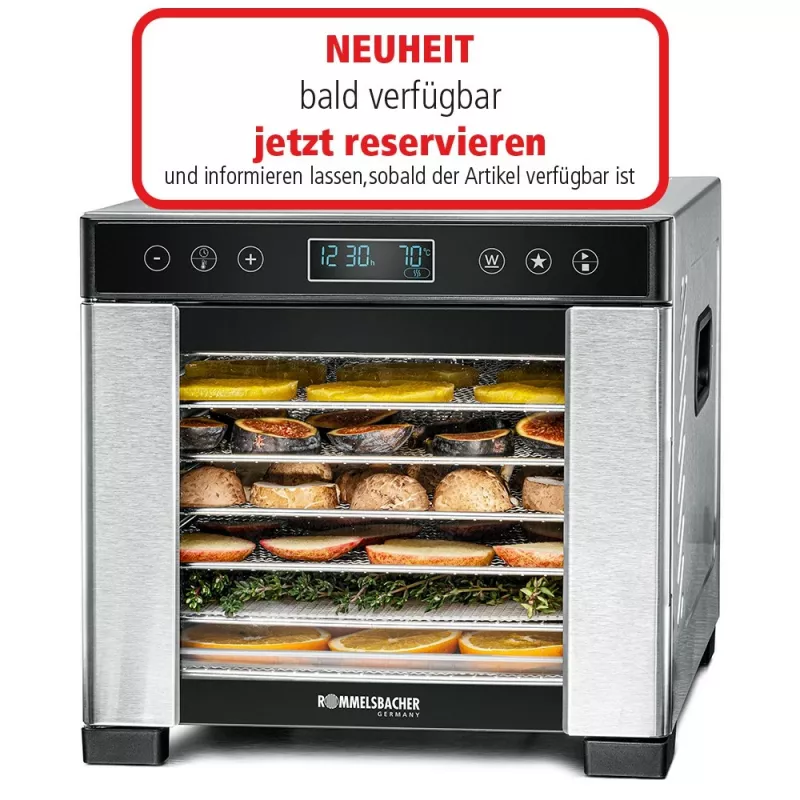 Suszarka do żywności Rommelsbacher DA 650 600 W stal nierdzewna, 0.5 m², 35–75 °C, 7 tac