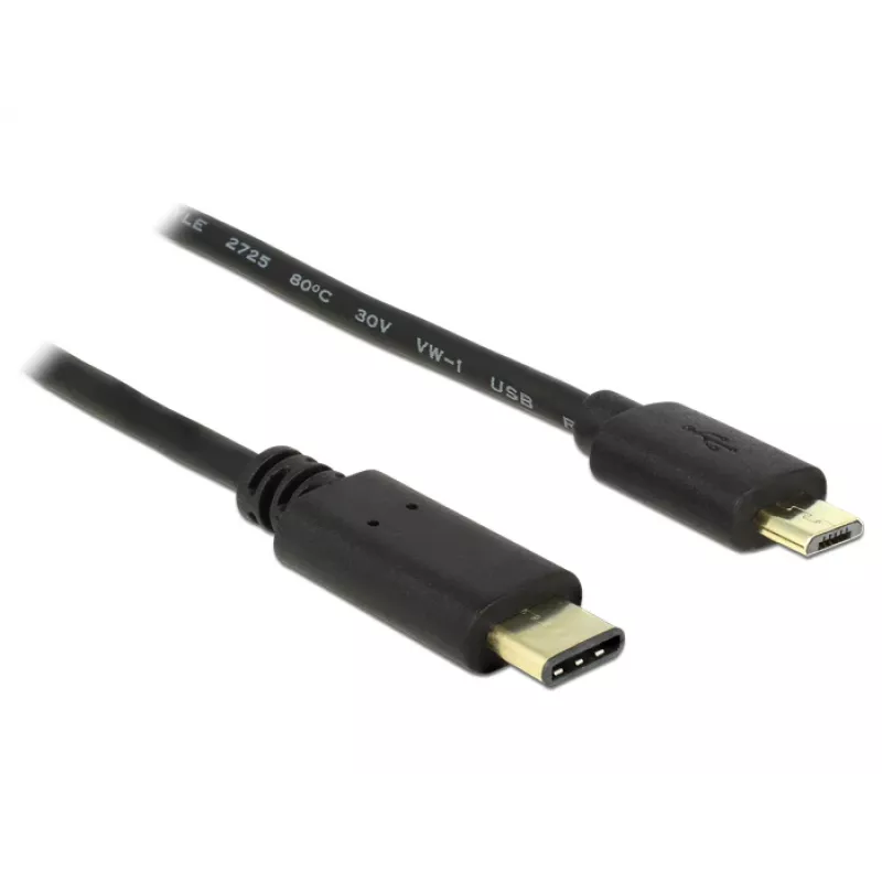 Kabel USB DeLOCK 2m USB2.0-C USB2.0 Micro-B Czarny