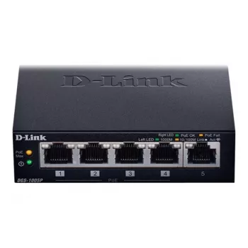 Przełącznik sieciowy D-Link DGS-1005P/E Niezarządzalny Gigabit Ethernet (10/100/1000) Power over Ethernet (PoE) Czarny