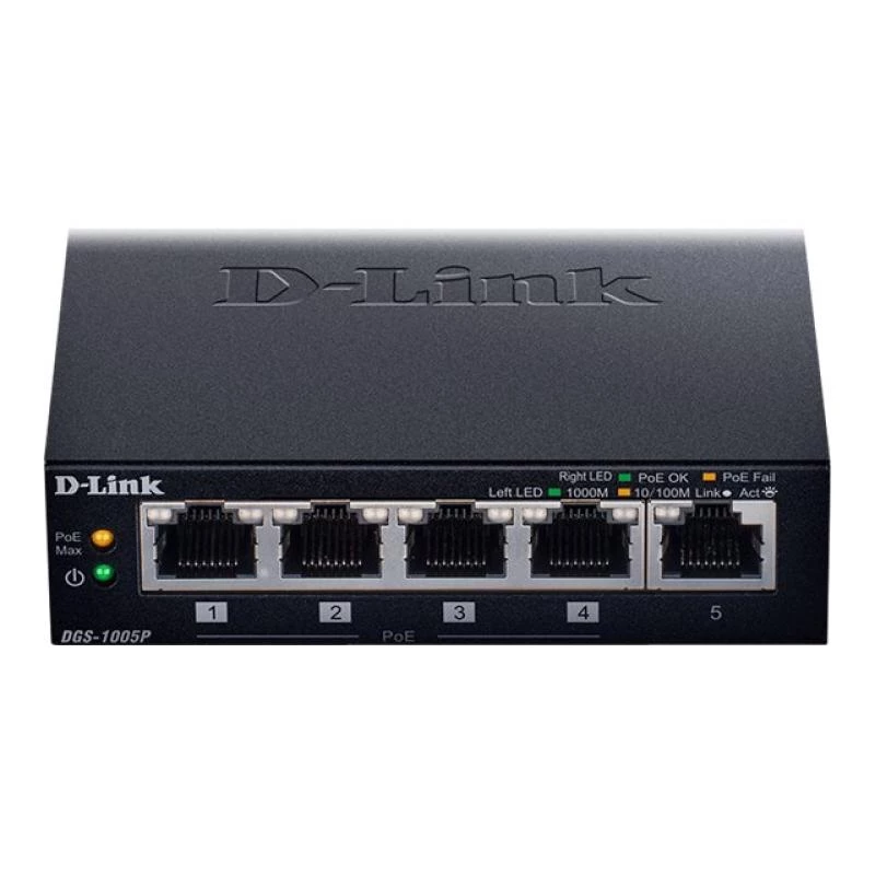 Przełącznik sieciowy D-Link DGS-1005P/E Niezarządzalny Gigabit Ethernet (10/100/1000) Power over Ethernet (PoE) Czarny