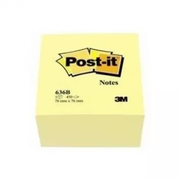 3M 636B - żółty - materiały biurowe - 76 x 76 mm - 450 arkuszy - żółty - opakowanie 450 szt.