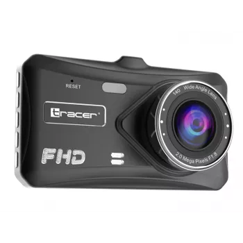 Dashcam TRACER 4TS Full HD dwukanałowa kamera samochodowa, 2 MP główna, 0,4 MP wewnętrzna, kąty 140°/60°, wyświetlacz IPS 4 cale, bateria 150 mAh, obudowa aluminiowa, asystent parkowania