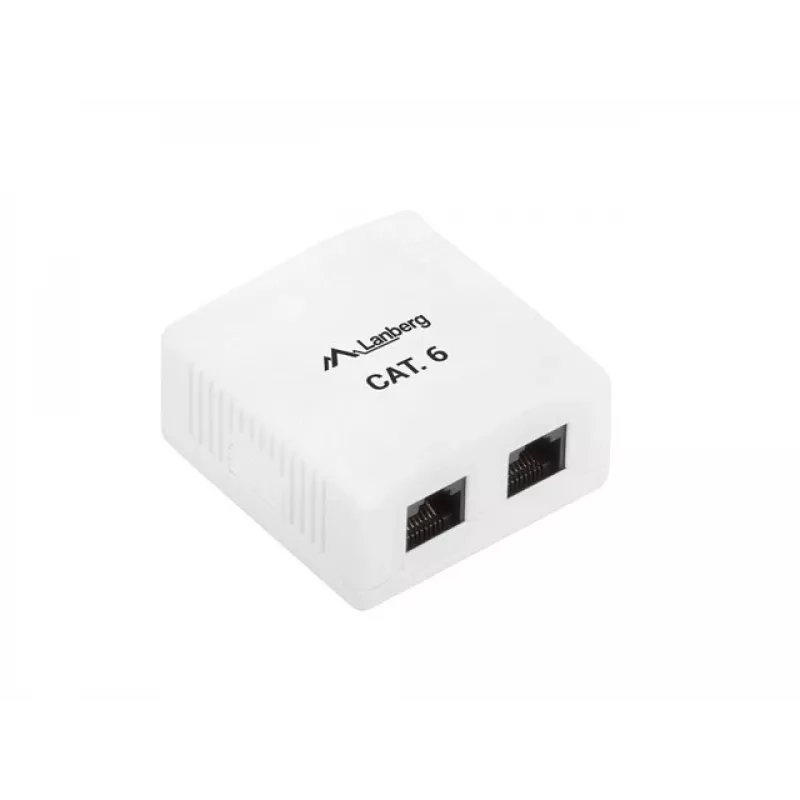 LANBERG Puszka natynkowa RJ-45 Cat6 OU6-0002-W biała, 2 gniazda, 30×54×57 mm
